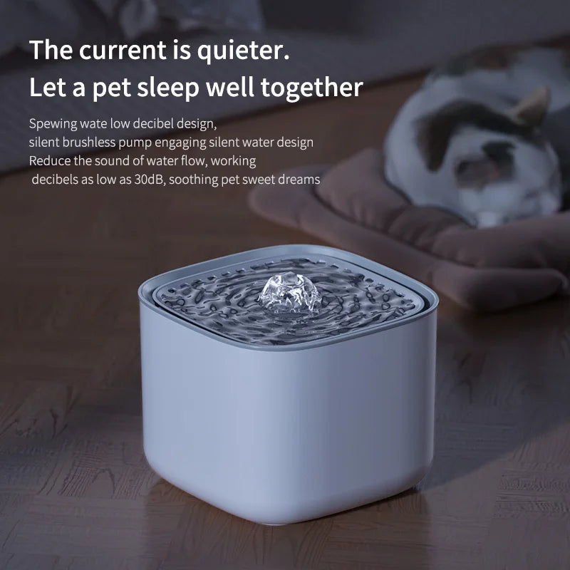 3L Silent Cat Water Fountain - Automatic Recirculating Filtered Water Dispenser for Happy Hydrated Cats